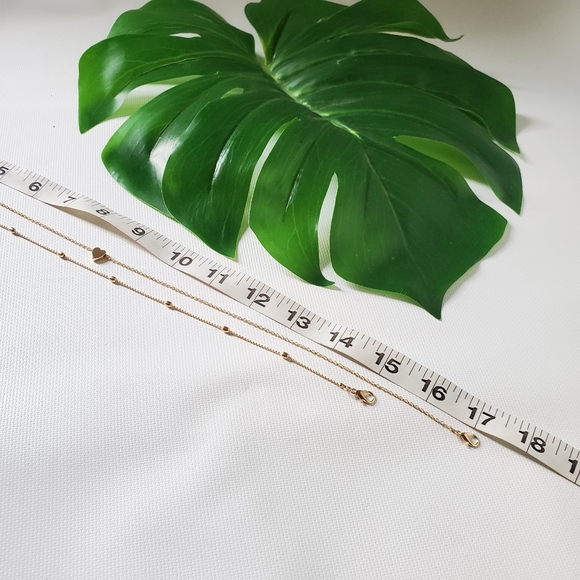 2 Necklace Set Choker Heart Pendant Gold Color - Picture 4 of 4